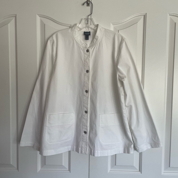 Eileen Fisher Organic Cotton White Denim Utility Shacket Jacket M EUC - Picture 3 of 16